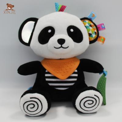 China Plush plush panda toy with theether and rattlefor baby for sale