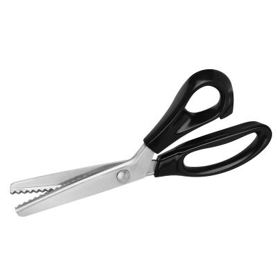 China Cutting Professional 9 Inch Stainless Steel Lace Cutter Zigzag Shear Serrated Scissors with Handle Black Fabric Sewing Scissors for sale