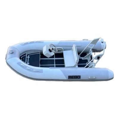 China Durable 11ft Double RIB340 Front Storage PVC/Hypalon/Orca With Engine Aluminum RIB Inflatable Fishing Boat For Sale for sale