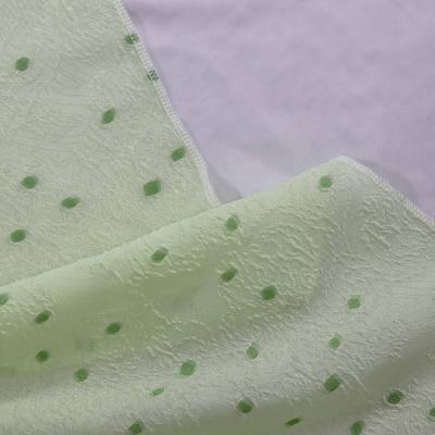 China Breathable Cheap Price Polyester Polka Dot Jacquard Tulle Fabric For Nylon Green White Women Dress for sale