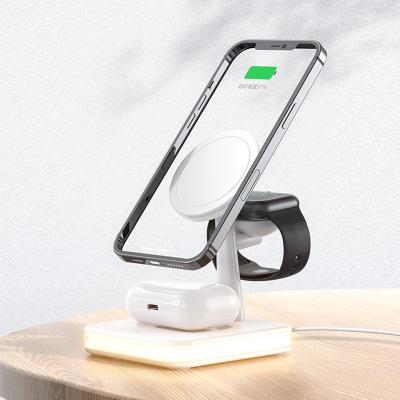 China 2022 new arrival radio charger 3 in 1 wireless charging dock Qi wireless charger station phone charging station for Apple Airpods pro for sale