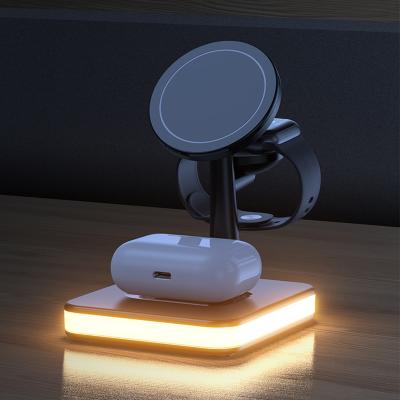 China Wireless Charger Desk Lamp with 15W Wireless Charger 3 in 1 Wireless Charger Stand Phone with Desk Lamp 3in1 Wireless Charger for sale