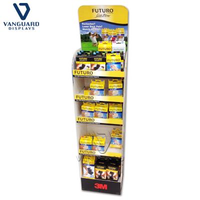 China Store Corrugated Cardboard Floor Rack Eco - Friendly Advertising Promotional Display Rack For Supermarket for sale