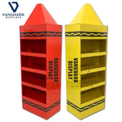 China Recycled Materials Custom Cardboard Corrugated Floor Display Stand Unit Paper Free Design for sale