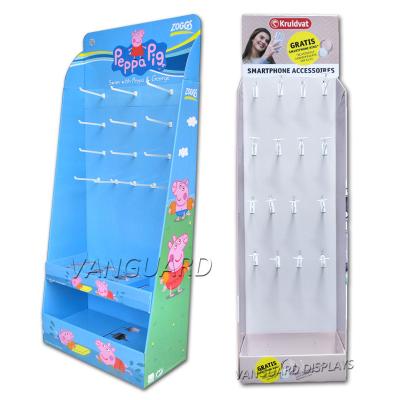 China Shop Shelves Hook Pegboard Rack Cardboard Floor Recyclable Material Paper Display Stand For Retail Products for sale