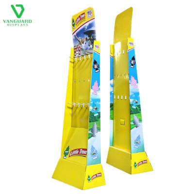 China Custom Standing Cardboard Recycled Peg Hooks Display Racks, Peg Hook Hanging Materials Cardboard Display Rack For Car Vehicle Phone Accessories for sale