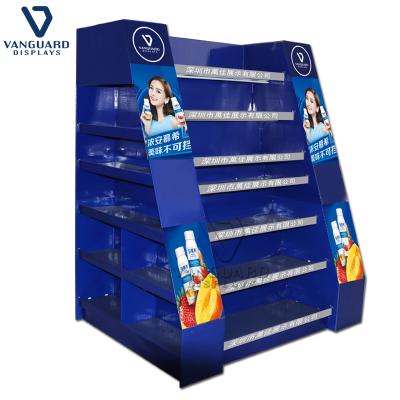 China Custom Retail Beverage Cardboard Milk Pallet Display Stand Corrugated Paper Rack For Supermarket for sale