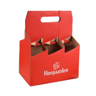 China Recycled Materials Custom Logo Printed Cardboard Paper Wine Beer Bottle Carrier Packaging Boxes for sale