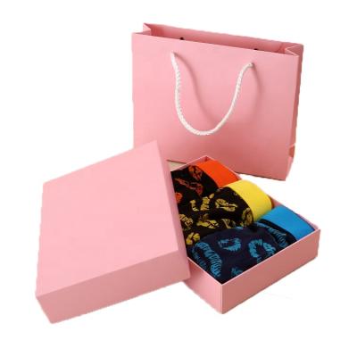 China Recycled Materials Luxury Custom Logo Printed Lid And Bottom Packaging Boxes For Underwear for sale