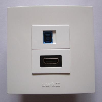 China Cheap Cost Wall Socket SC + HDMI Port White Plug Panel For Hotel Building Home Decoration for sale