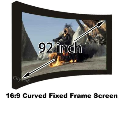 China Wonderful Photo 92 Inch Arc Fixed Frame Wall Mount 4k Projection Screens 16:9 Format for sale