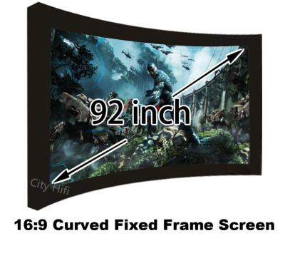 China Movie Cinema 16:9 Front Projection Screen 92inch Arc Fixed Frame Projector Screens for sale