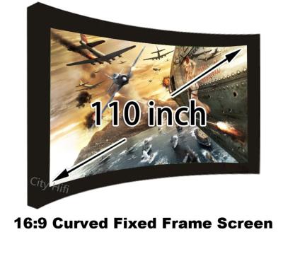 China Best Selling 110 Inch Arc-shaped Fixed Frame Front Projection Screens Ultra HD 4K Display for sale