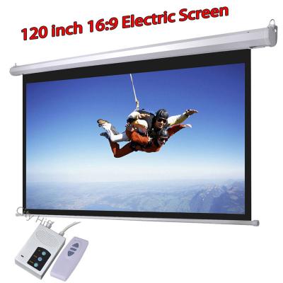 China Wholesale Low Cost Electric Projector Screen 120inch HD Projection Screens 16:9 Support 3D for sale