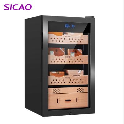 China Unique constant temp in wood. and buzzing. System Cigar Humidor Cabinet Electric Cigar Cooler for sale