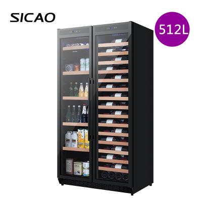 China COMPRESSOR Custom 200 Bottles Zone Compressor Double Zone Compressor Wine Cooler Commercial Beer and Big Wine Wine Fridge for sale