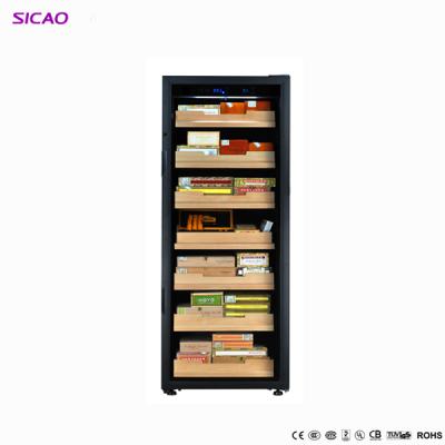 China Meter Outside And Inside 2018 Professional Electric Cigar Humidors Display / Cabinet Household Cooler Wooden Rack for sale