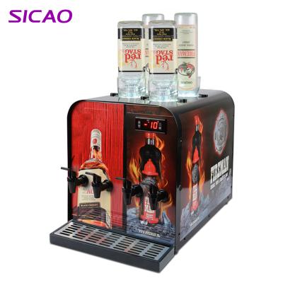 China Good partner for use in wine bar hotel cooled mini 4 bottles tequila liquor automatic cold shot fridge double bar drink dispenser mobile multi tap machine for sale