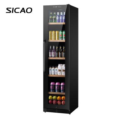 China New Design Commercial Slim Compressor 256L Fan Cooling Upright Beverage Refrigerator Wine Beer Cooler for sale