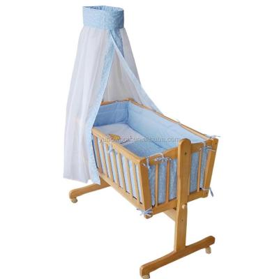 China Solid Wood Wooden Crib Bed Swing Hutch for sale