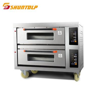 China Commercial Supply Two Deck Two Trays Baking Equipment Commercial Bakery Oven Bread Bakery Cake Making Gas 2 Layer 2 Trays Deck Oven for sale