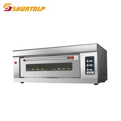 China Commercial Supply One Deck Two Trays Gas Baking Equipment Commercial Bakery Oven Bread Cake Making Gas 1 Layer 2 Trays Deck Oven for sale