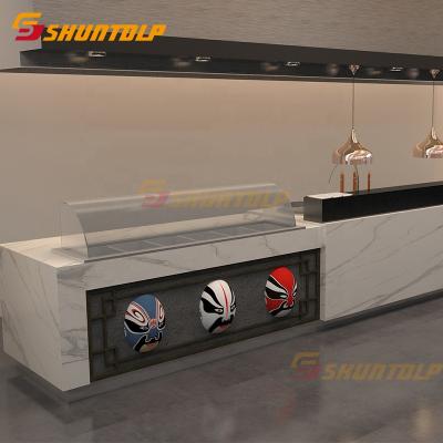 China Luxury Commercial Modern Hotel Sushi Buffet Buffet Cooler Buffet Refrigerator Display Double-temperature Salad Bar Equipment Design for sale