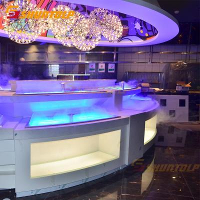 China Double-temperature luxury boat-type +hot cool salad showcase CoolerNBuffet bar counter equipment commercial design for sale