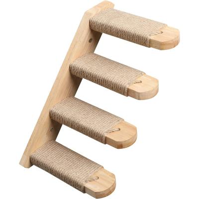 China Cat Climbing Shelf Wall Mounted Sustainable Cat Stairway Four Stage With Jute Liner For Cats Perch Platform Supplies for sale