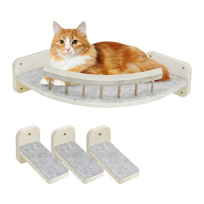 China Removable Cover Cat Hammock Cat Wall Shelves with 3 Steps Cat Shelves and Perches for Wall Cat Climbing Shelf for sale