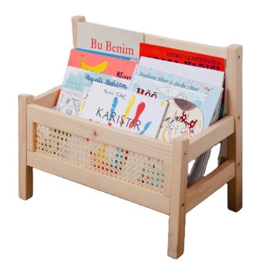 China Nursery Room Furniture Decor Kids Bookcase Montessori Rattan Children Shelf Kids Book Room Traditional Children Storage for sale