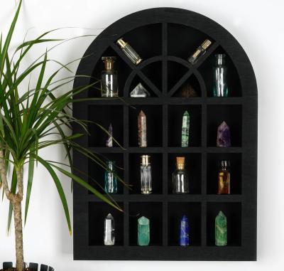 China Old Viable Crystal Display Wall Shelf Crystal Display Gothic Wooden Witch Decor Window Crystal Wall Shelf Halloween Wall for sale