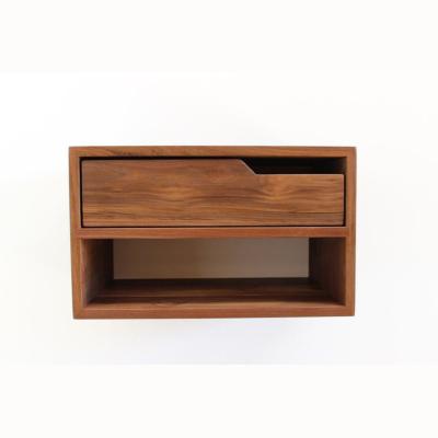 China Sustainable Floating Nightstand With Drawer Mid Century Modern Bedside Table for sale