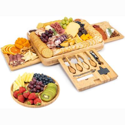 China Sustainable Bamboo Cheese Board Charcuterie Tray and Serving Tray for sale