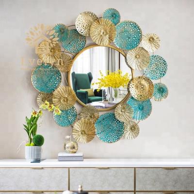 China Eco - Friendly And Durable Home Wall Decorative Evelyn Wall Pieces Flower Old Hanging Mirror for sale