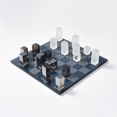 China Crystal Chess Board Play Game Luxury Eco-friendly and Durable Square House Chess Game Desktop Ornaments for sale