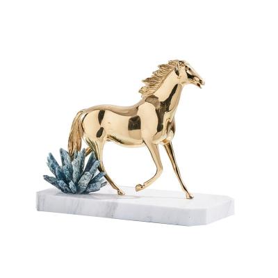 China Eco-friendly and durable light marble copper luxury soft decoration office living room decoration horse animal crafts for sale