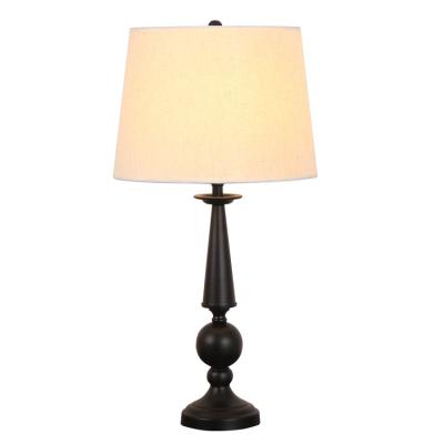 China Classic Modern Vintage Hotel Living Room Tapered Fabric Shade Metal Desk Light Table Lamp for sale