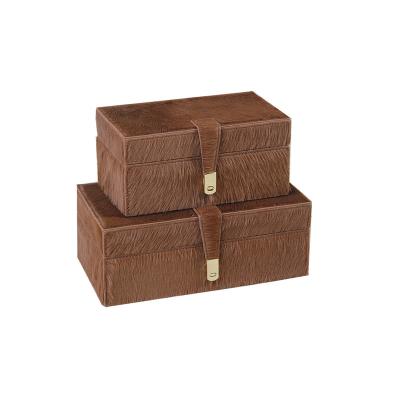 China Traditional Desktop Genuine Leather Horsehair Decorative Vintage Jewelry Box Eco-Friendly And Durable Storage for sale