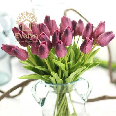 China Wholesale Eco-friendly And Durable Artificial Silk Flower Miniature Tulip Simulation Standing Flower Wedding Home Decoration for sale