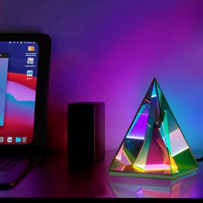 China Acrylic triangle Magical Cube light decoration table desk lights Bedroom Night lamps Birthday Gift for sale