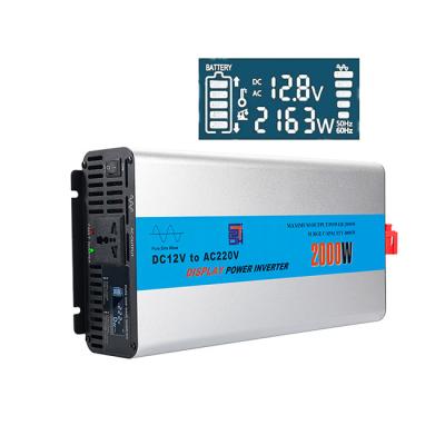 China LCD Display 12V 220V 12 Volt AC 2KW 2000W Pure Ture Sine Wave Inverter 220 Volt DC 2000 Watt Inverters Powerinverter 38*22*9.2cm for sale