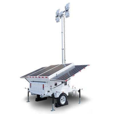 China Outdoor Sports Stadiums LED Flood Light Telescoping Solar Mast Trailer Movable Light Tower For Construction Site for sale