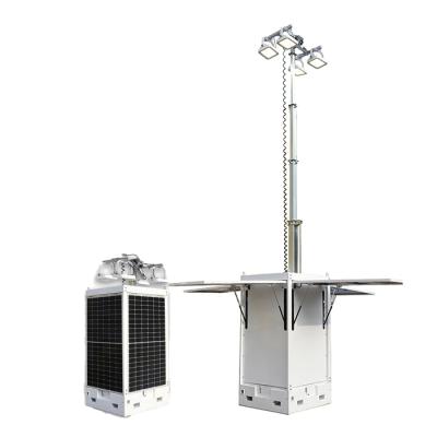 China Garden Series 400W Solar Cuboid Mobile Light Tower LED Lighting For Major Public Events With 3*380W Solar Panel for sale