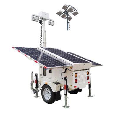 China Industrial/Commercial 10KW Mobile Generator Solar Trailer Connecting 400W LED Flood Light For Temporary Relocation Site for sale