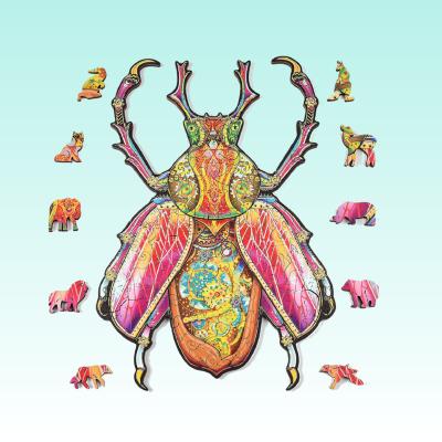 China Toy Amazon Hot Selling Toy Cartoon Unique Shaped Wooden Puzzle for Adult and Children Decorate Mechanical Insects for sale