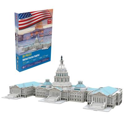 China Cartoon Toy National Geographic World USA Famous Capitol 3d Puzzle Education Building Handmade Toy for sale