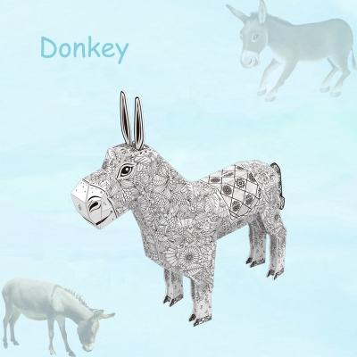 China Cartoon Toy Nosto Two Activities in Arts One and Crafts Sets 3D Puzzle Coloring Animal Donkey to Build and Color for sale