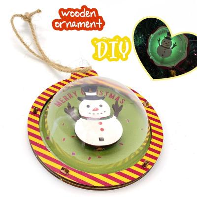 China Christmas wooden craft out of wood, easy DIY snowman ornament for sale