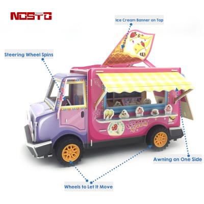 China Cartoon Toy Paper Press Out Build and Play, DIY Car Ice Cream Vendor 3D Paper Model for sale